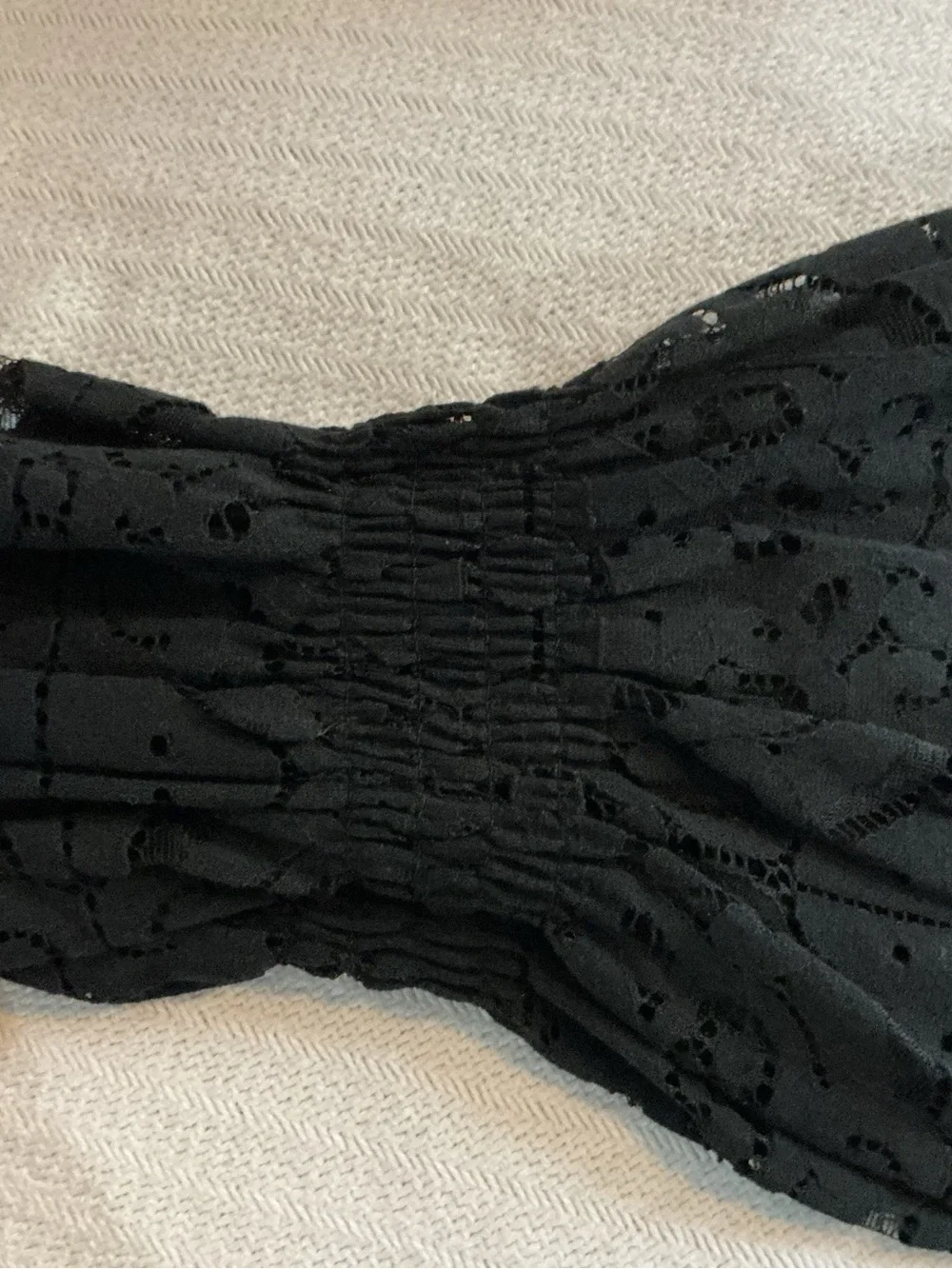Zara Black Off-Shoulder Eyelet Crop Top
